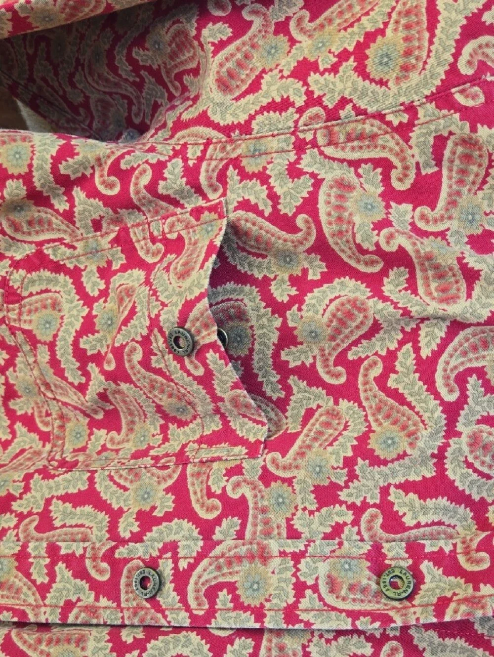 Ralph Lauren Red and Gold Paisley Button-Down Shirt - Picture 4 of 8